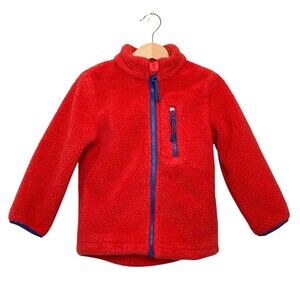 Mini Boden Windproof Fleece Jacket Girls Red Size 2-3 Yrs Full Zip